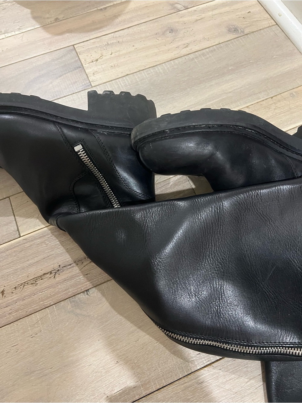 Ash Black Over-the-Knee Zip Combat Boots - Picture 6 of 7
